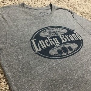 Lucky Brand Men's Tee Shirt Medium Gray Slim Unisex
